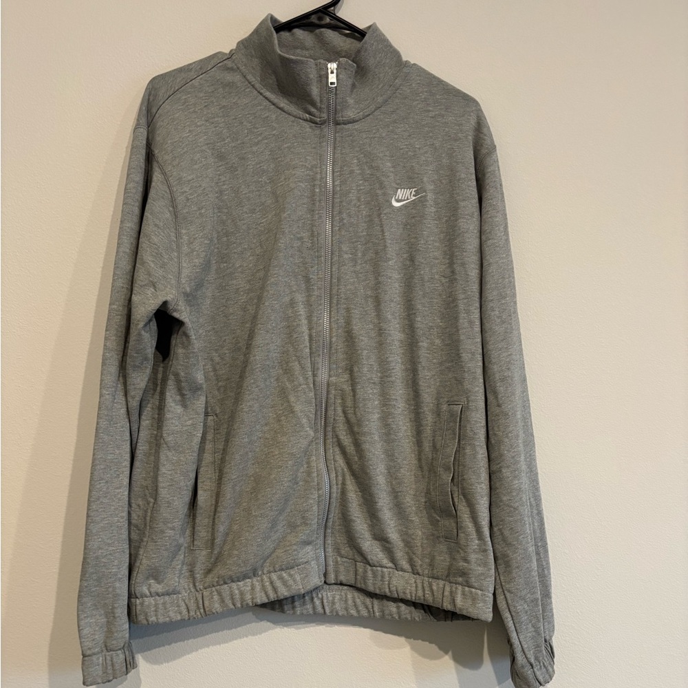 Nike Gray Full Zip Track Jacket Mens Medium Swoosh Athletic Sportswear